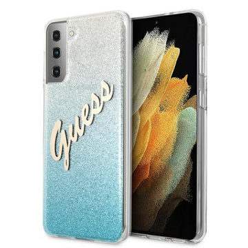 Guess case for Samsung Galaxy S21 Ultra GUHCS21LPCUGLSBL blue hard case Glitter Vintage Logo