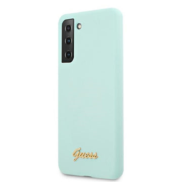 Guess case for Samsung Galaxy S21 Ultra GUHCS21LLSLMGLB light blue hard case Vintage Gold Logo