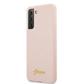 Guess case for Samsung Galaxy S21 Ultra GUHCS21LLSLMGLP light pink hard case Vintage Gold Logo