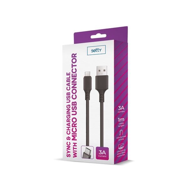 Setty cable USB - microUSB 1,0 m 3A black