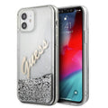 Guess case for iPhone 12 Pro Max 6,7&quot; GUHCP12LGLVSSI silver hard case Glitter Vintage Script