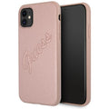 Guess case for iPhone 12 / 12 Pro 6,1&quot; GUHCP12MRSAVSRG pink hard case Saffiano Vintage Script