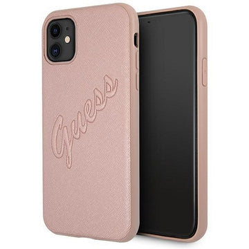 Guess case for iPhone 12 Pro Max 6,7&quot; GUHCP12LRSAVSRG pink hard case Saffiano Vintage Script