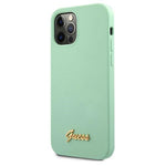 Guess case for iPhone 12 / 12 Pro 6,1&quot; GUHCP12MLSLMGGN green hard case Silicone Metal Logo Script