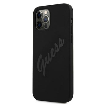 Guess case for iPhone 12 / 12 Pro 6,1&quot; GUHCP12MLSVSBK black hard case Script Vintage