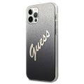 Guess case for iPhone 12 / 12 Pro 6,1&quot; GUHCP12MPCUGLSBK black hard case Glitter Gradient Script