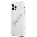 Guess case for iPhone 12 / 12 Pro 6,1&quot; GUHCP12MKTRSVSI transparent hard case Vintage Script Silver