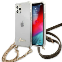 Guess case for iPhone 12 / 12 Pro 6,1&quot; GUHCP12MKC4GSGO transparent hard case 4G Gold Chain