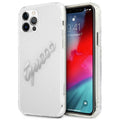 Guess case for iPhone 12 / 12 Pro 6,1&quot; GUHCP12MKTRSVSI transparent hard case Vintage Script Silver