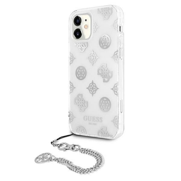 Guess case for iPhone 12 Pro Max 6,7&quot; GUHCP12LKSPESI silver hard case Peony Chain Collection