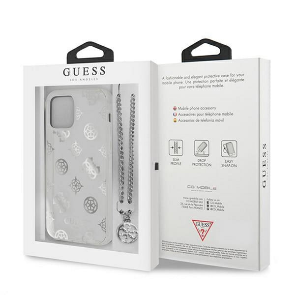 Guess case for iPhone 12 Pro Max 6,7&quot; GUHCP12LKSPESI silver hard case Peony Chain Collection