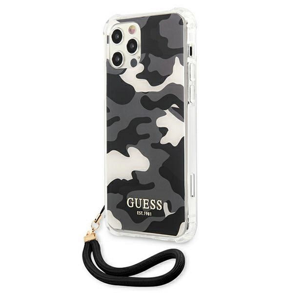 Guess case for iPhone 12 Pro Max 6,7&quot; GUHCP12LKSARBK black hard case Camo Collection