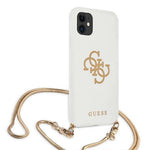 Guess case for iPhone 12 Pro Max 6,7&quot; GUHCP12LLSC4GWH white hard case 4G Gold Chain Collection