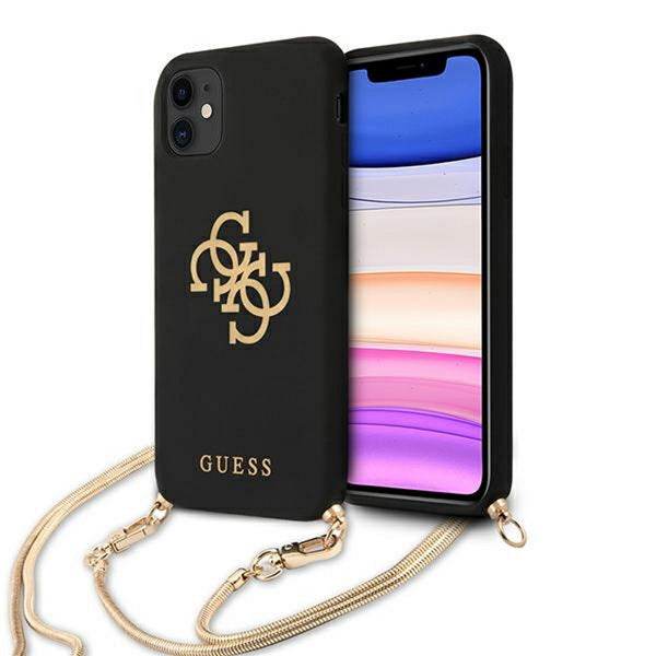 Guess case for iPhone 12 / 12 Pro 6,1&quot; GUHCP12MLSC4GBK black hard case 4G Gold Chain Collection