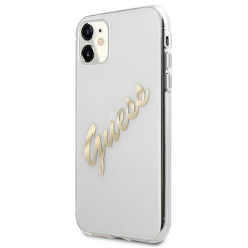 Guess case for iPhone 12 / 12 Pro 6,1&quot; GUHCP12MKTRSVGO transparent hard case Vintage Script Gold