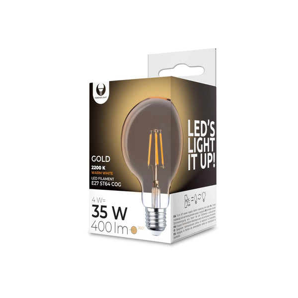 LED Bulb Filament E27 G95 4W 230V 2200K 400lm COG gold Forever Light