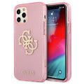 Guess case for iPhone 12 Pro Max 6,7&quot; GUHCP12LPCUGL4GPI pink hard case Glitter 4G Big Logo