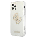 Guess case for iPhone 12 / 12 Pro 6,1&quot; GUHCP12MPCUGL4GTR transparent hard case Glitter 4G Big Logo