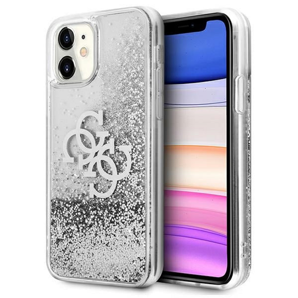 Guess case for iPhone 12 / 12 Pro 6,1&quot; GUHCP12MLG4GSI silver hard case 4G Big Liquid Glitter