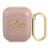 Guess case for AirPods GUA2SASMP pink Saffiano Script Metal Collection