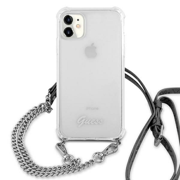 Guess case for iPhone 11 GUHCN61KC4GSSI transparent hard case 4G Silver Chain