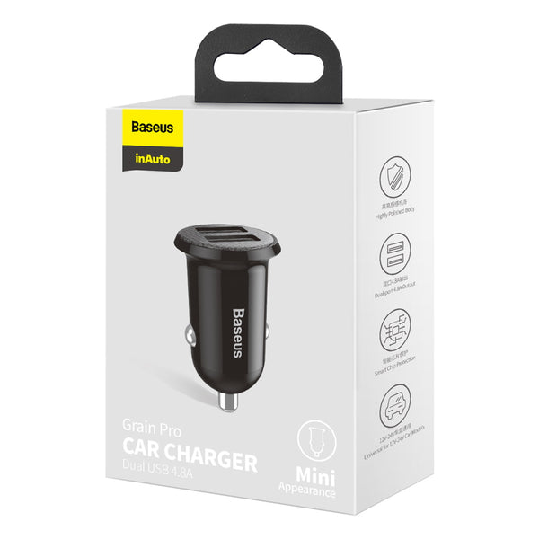 Baseus car charger Grain Pro 2x USB 4,8A black