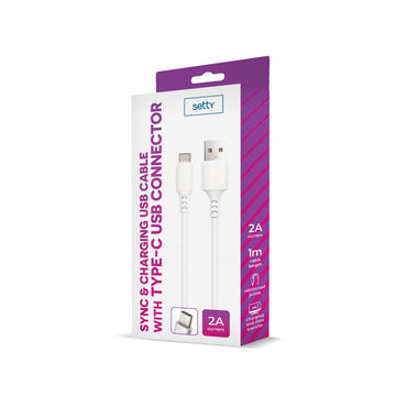 Setty cable USB - USB-C 1,0 m 2A white NEW