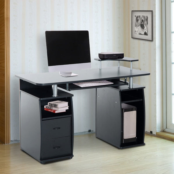 Zennor Thorpe Desk with Drawers & Sliding Keyboard Shelf - Black