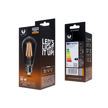 LED Bulb Filament E27 ST64 4W 230V 2000K 400lm COG smoked Forever Light