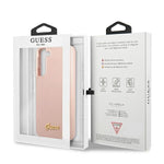 Guess case for Samsung Galaxy S22 GUHCS22SLSLMGPP pink hard case Silicone Metal Logo Script