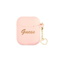 Guess case for Airpods / Airpods 2 GUA2LSCHSP pink Silicone Heart Charm