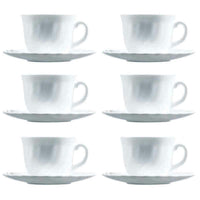 Set of Mugs with Saucers Luminarc Trianon (6 pcs) White Glass 220 ml 6 Pieces