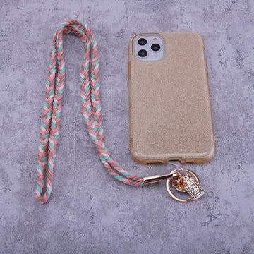 Fancy neck strap for phones weave pink