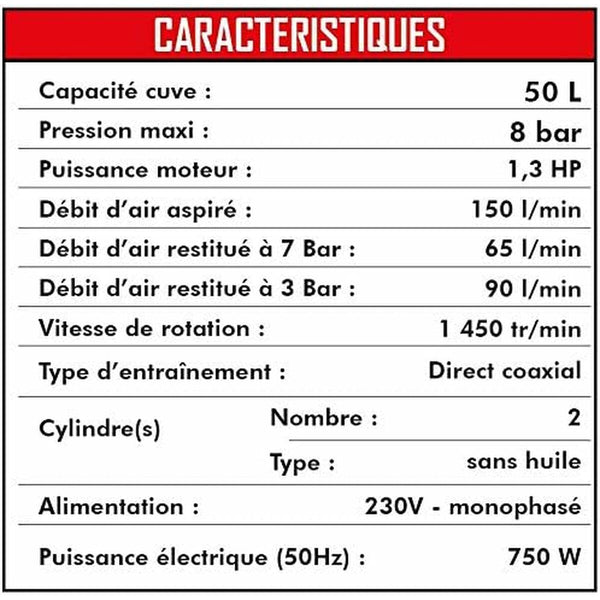 Air Compressor MECAFER 425523 Horizontal Silent 8 bar 24 L