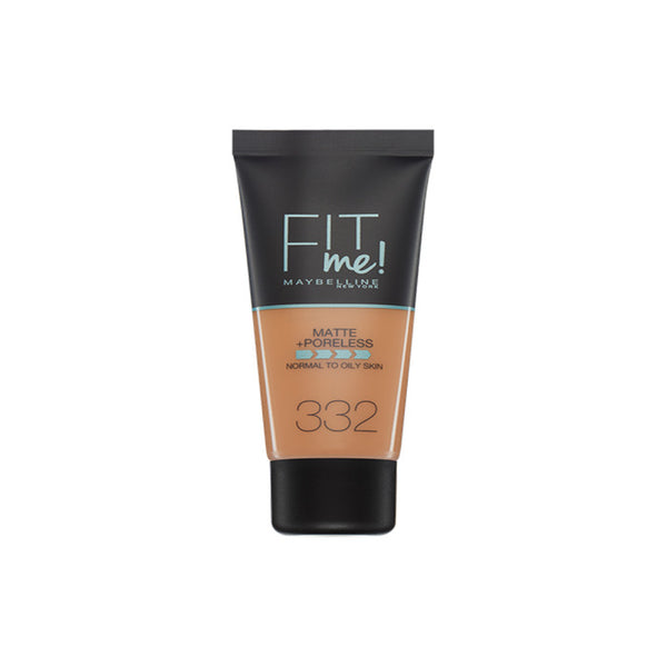 "Maybelline Fit Me Matte + Poreless Foundation 332 Golden Caramel 30ml"