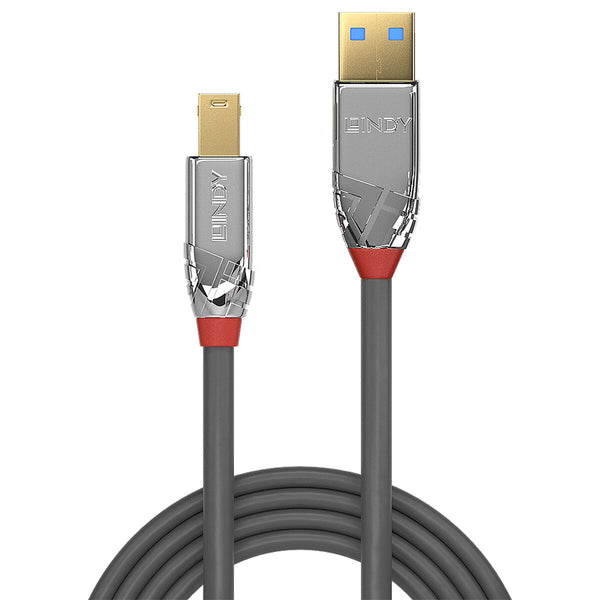 USB A to USB B Cable LINDY 36664 5 m Black Grey Anthracite