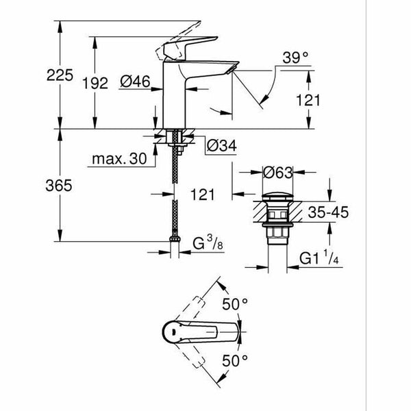 Mixer Tap Grohe Start M Matte back Metal