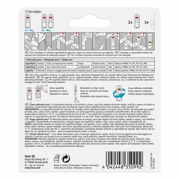 Wall Bracket TESA 77764 3 Kg Adhesive Nails