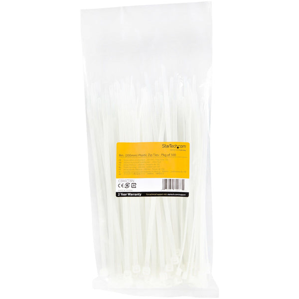 Nylon Cable Ties Startech CBMZT8N White (100 Units)