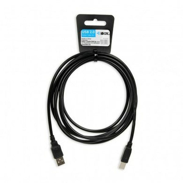 USB A to USB B Cable Ibox IKU2D Black 3 m