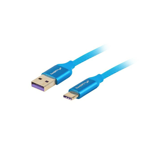 USB A to USB C Cable Lanberg CA-USBO-21CU-0005-BL Blue 50 cm 0,5 m