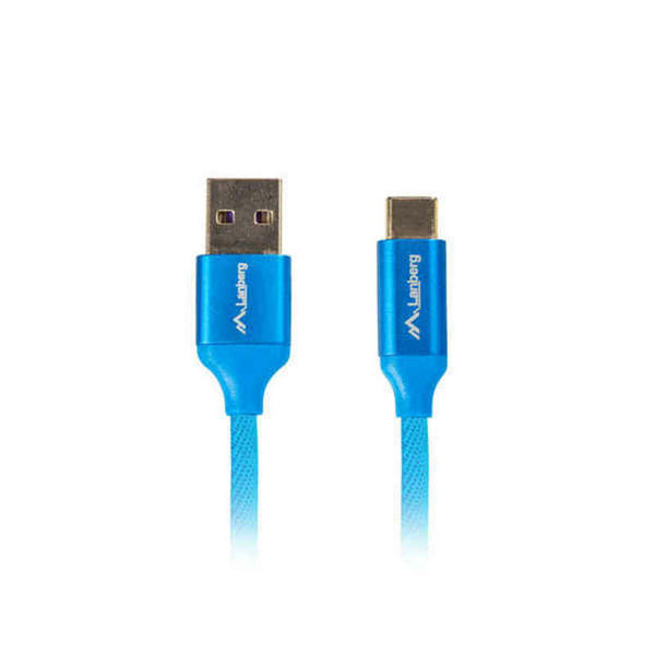 USB A to USB C Cable Lanberg Quick Charge 3.0 Blue