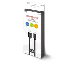 USB A to USB C Cable Savio CL-129 Black 2 m