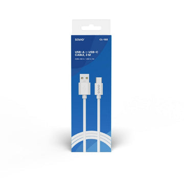 USB A to USB C Cable Savio CL-168 White 3 m