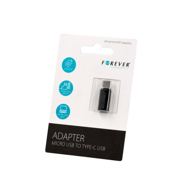 Forever adapter microUSB - USB-C black