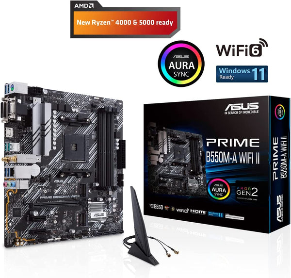 Asus Prime B550M-A (WI-FI) Desktop Motherboard - AMD Chipset - Socket AM4 - Micro ATX