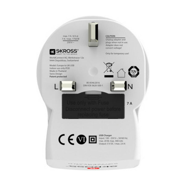 Current Adaptor Skross 1500280 USB x 2 European United Kingdom