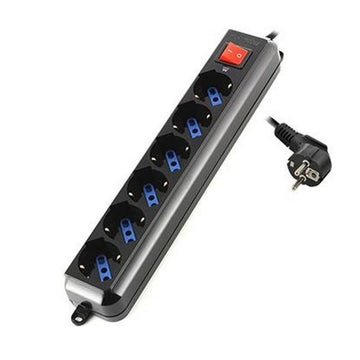 Power Socket - 6 Sockets with Switch Ewent EW3924 Schuko Black (1,5 m)