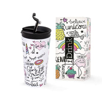 Tasse Thermos avec Couvercle iTotal Double paroi Blanc Licorne Acier inoxydable 350 ml