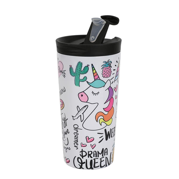 Tasse Thermos avec Couvercle iTotal Double paroi Blanc Licorne Acier inoxydable 350 ml